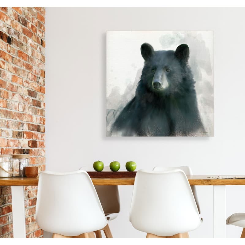 Rainsoft Bear -Gallery Wrapped Canvas - yellow, blue, green, red, black, white