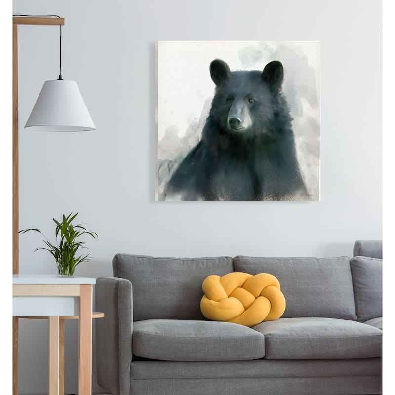 Rainsoft Bear -Gallery Wrapped Canvas - yellow, blue, green, red, black, white