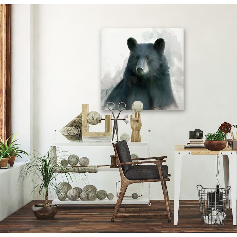Rainsoft Bear -Gallery Wrapped Canvas - yellow, blue, green, red, black, white