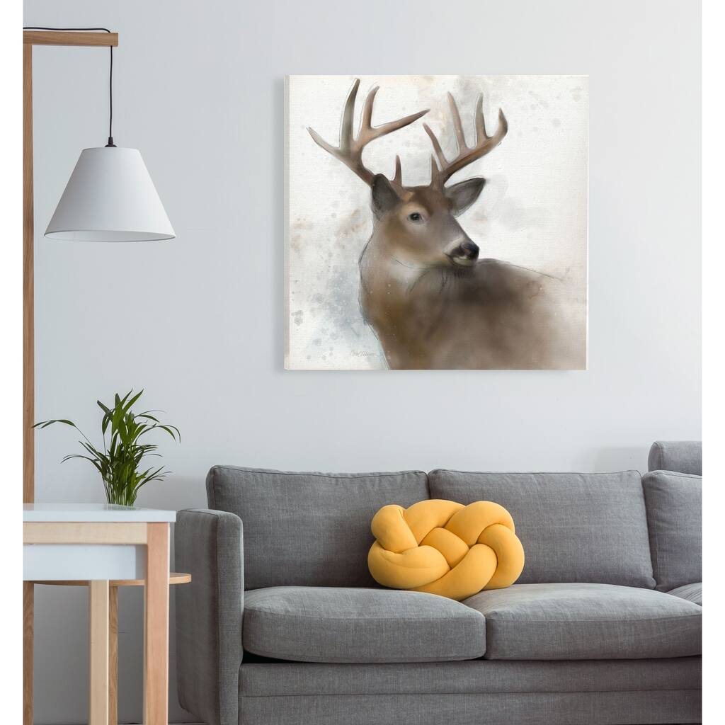 Rainsoft Deer -Gallery Wrapped Canvas - yellow, blue, green, red, black, white