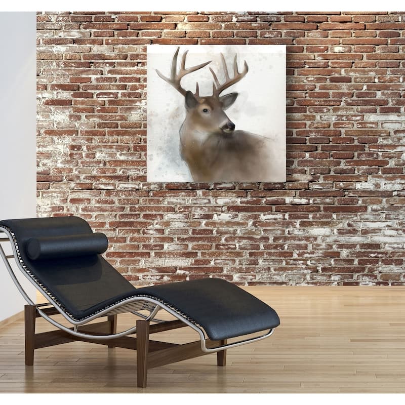 Rainsoft Deer -Gallery Wrapped Canvas - yellow, blue, green, red, black, white
