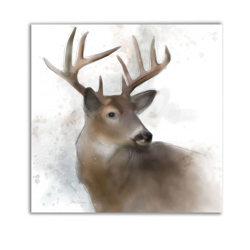 Rainsoft Deer -Gallery Wrapped Canvas - yellow, blue, green, red, black, white