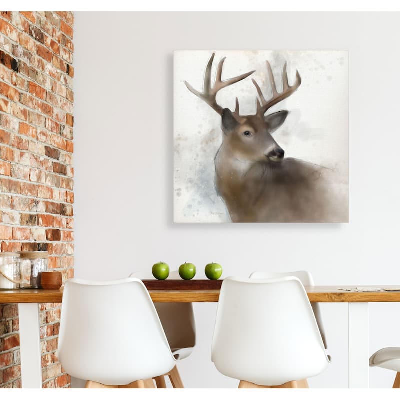 Rainsoft Deer -Gallery Wrapped Canvas - yellow, blue, green, red, black, white