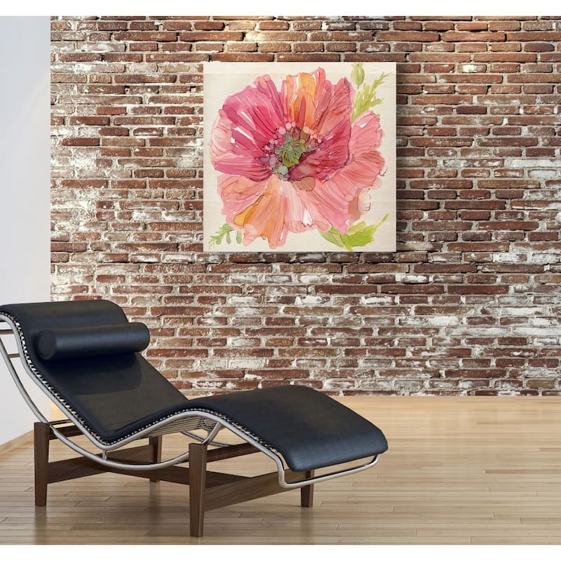 Botanical Poppy -Gallery Wrapped Canvas - yellow, blue, green, red, black, white