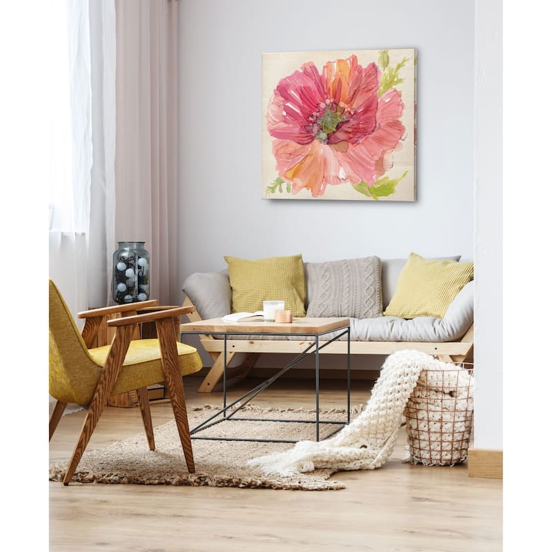 Botanical Poppy -Gallery Wrapped Canvas - yellow, blue, green, red, black, white