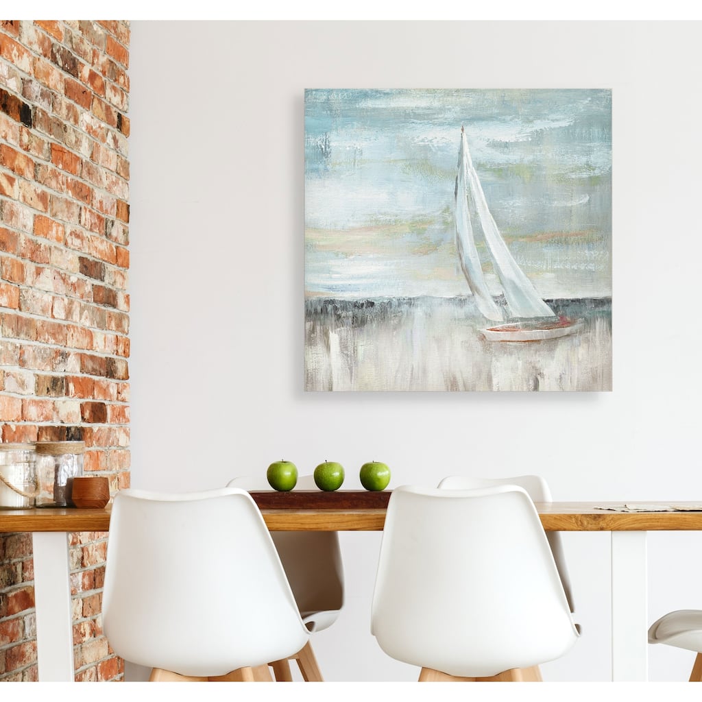 Soft Sail II -Gallery Wrapped Canvas - yellow, blue, green, red, black, white