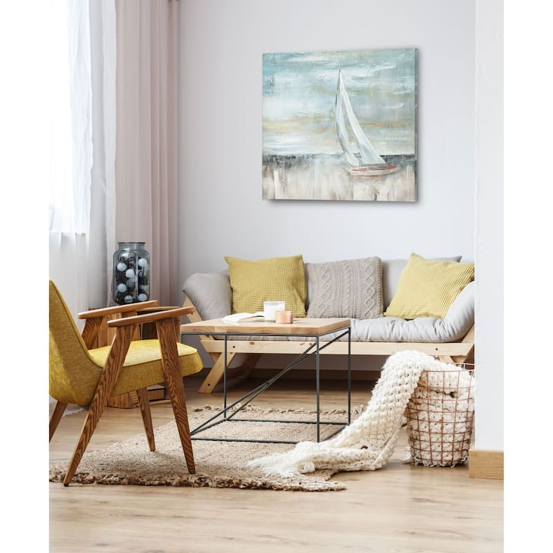 Soft Sail II -Gallery Wrapped Canvas - yellow, blue, green, red, black, white