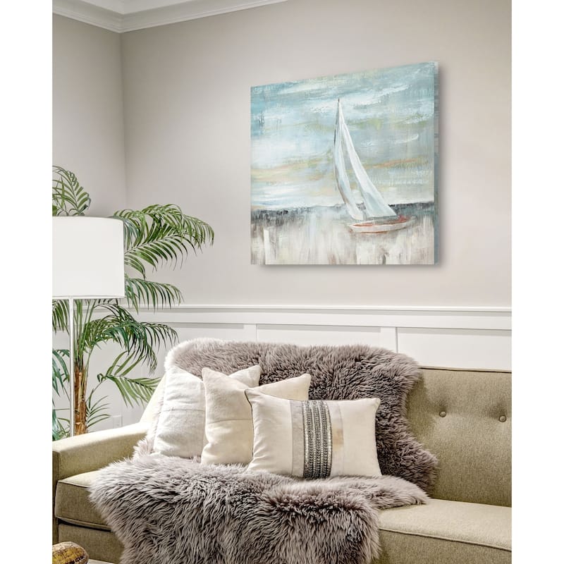 Soft Sail II -Gallery Wrapped Canvas - yellow, blue, green, red, black, white