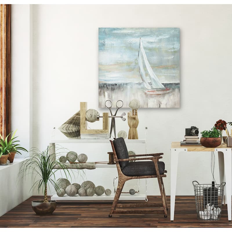 Soft Sail II -Gallery Wrapped Canvas - yellow, blue, green, red, black, white