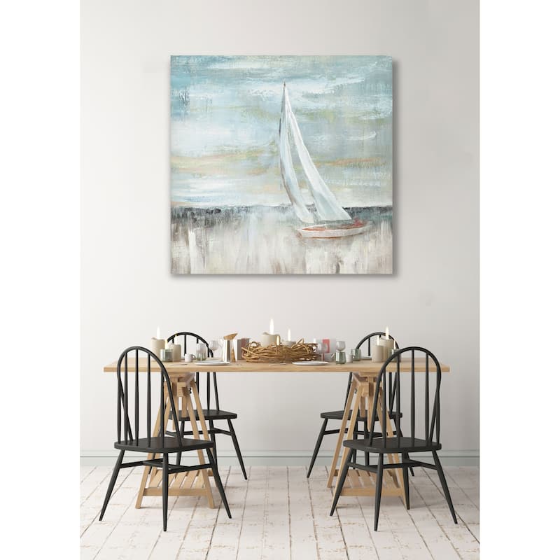 Soft Sail II -Gallery Wrapped Canvas - yellow, blue, green, red, black, white
