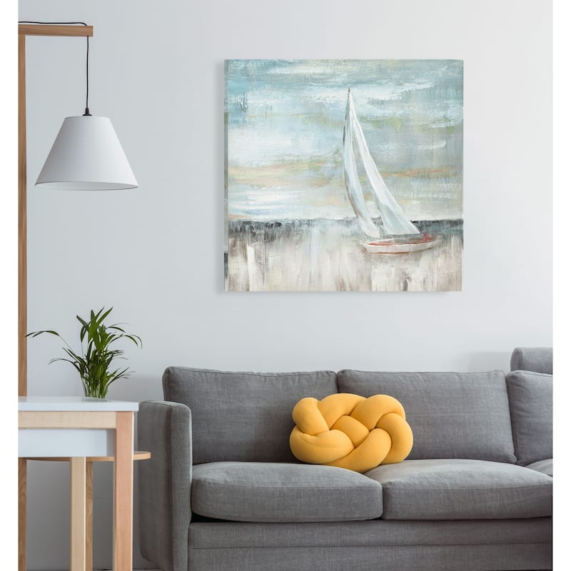 Soft Sail II -Gallery Wrapped Canvas - yellow, blue, green, red, black, white