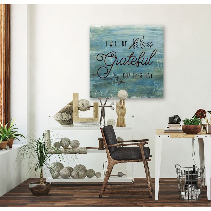 Grateful -Gallery Wrapped Canvas - yellow, blue, green, red, black, white