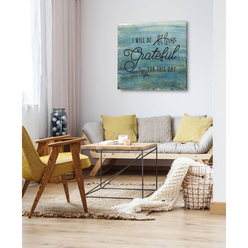 Grateful -Gallery Wrapped Canvas - yellow, blue, green, red, black, white