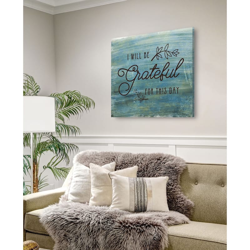 Grateful -Gallery Wrapped Canvas - yellow, blue, green, red, black, white