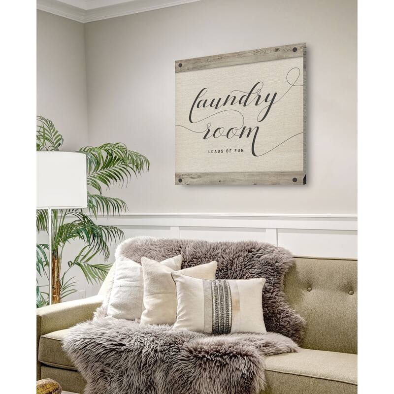 Laundry Room -Gallery Wrapped Canvas - yellow, blue, green, red, black, white