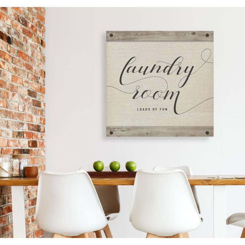 Laundry Room -Gallery Wrapped Canvas - yellow, blue, green, red, black, white