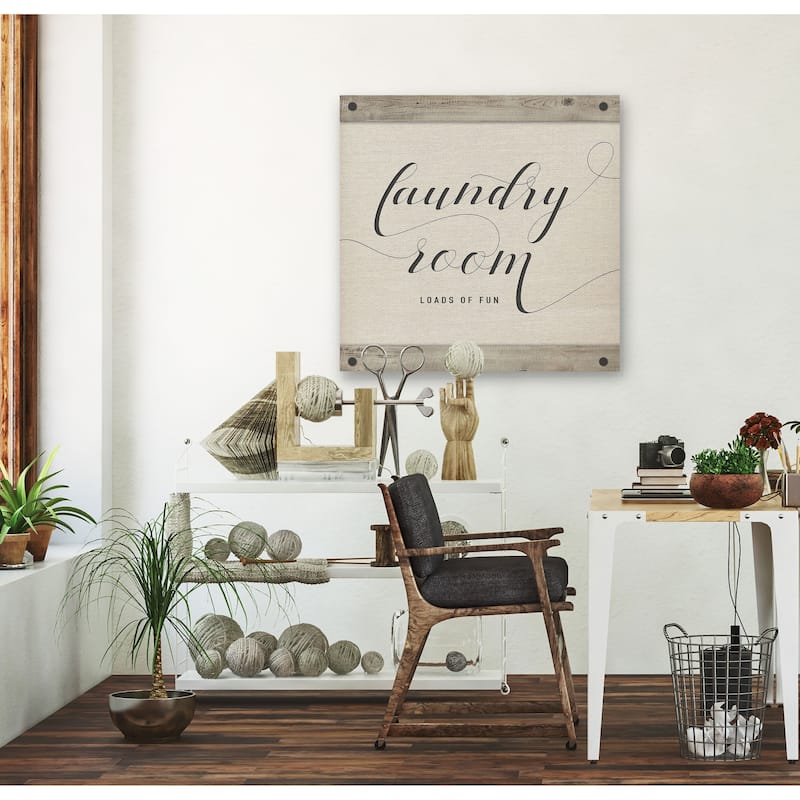 Laundry Room -Gallery Wrapped Canvas - yellow, blue, green, red, black, white