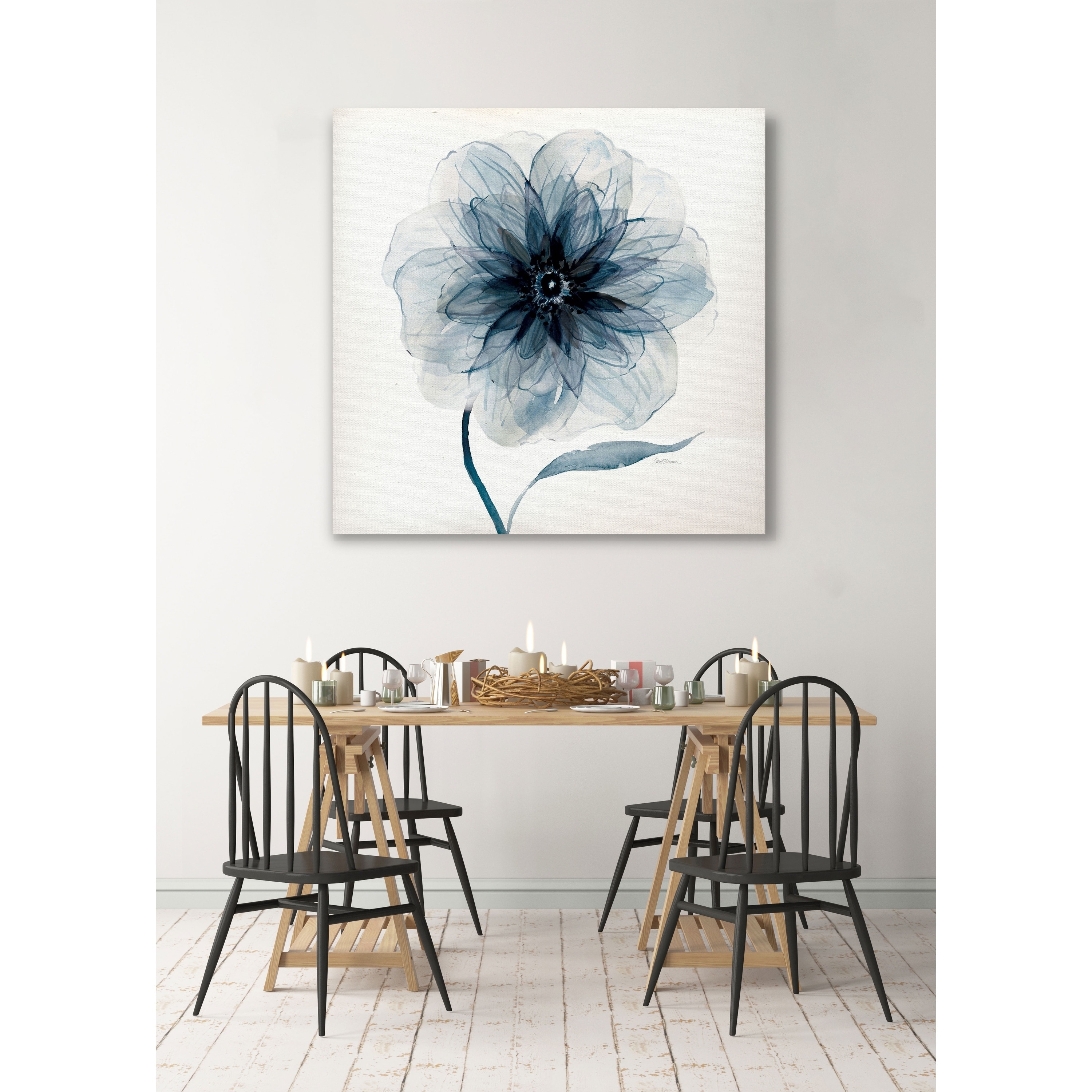 Indigo Bloom III -Gallery Wrapped Canvas - yellow, blue, green, red, black, white