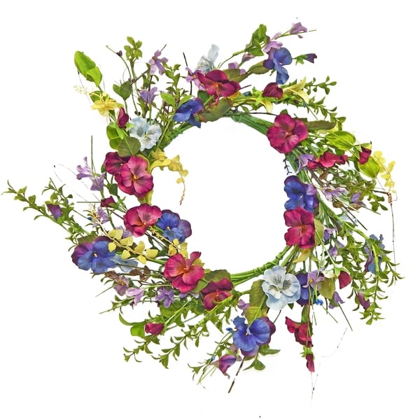 22" Pansy and wildflower wreath