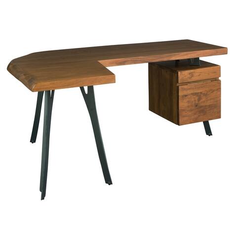 Hekman Furniture Office at Home L Desk with File, Contemporary, Live Edge, Executive Desk with Two Drawer Filing Cabinet