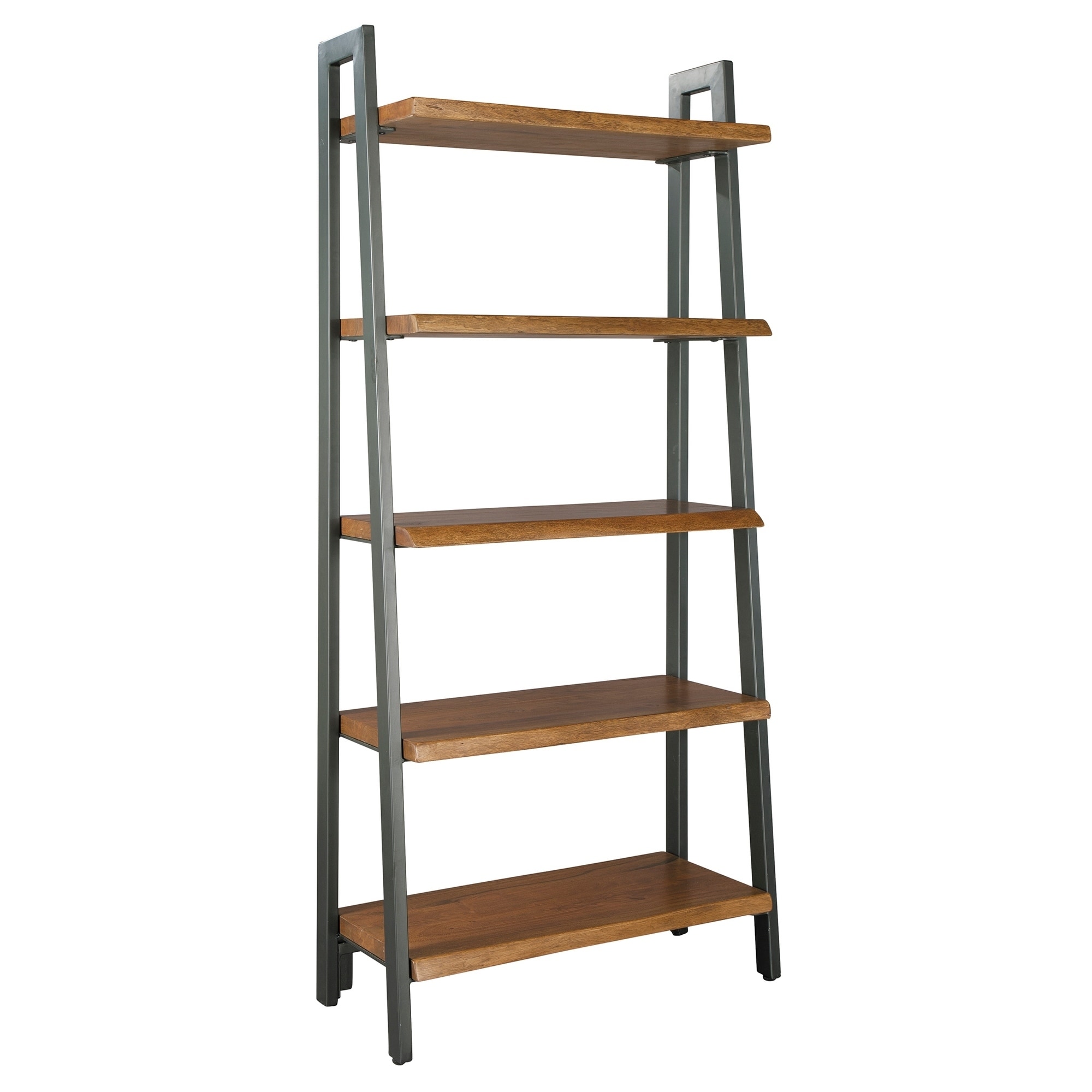 Shop Walnut Brown Wood Steel Ladder Style Media Bookshelf