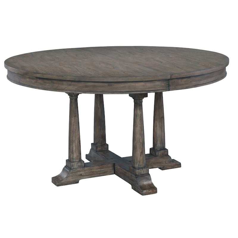 Wood Extendable Round Dining Table with Grey Finish
