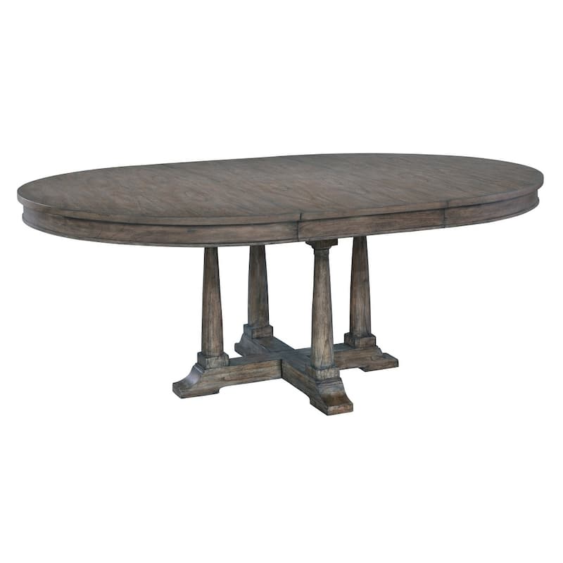 Wood Extendable Round Dining Table with Grey Finish