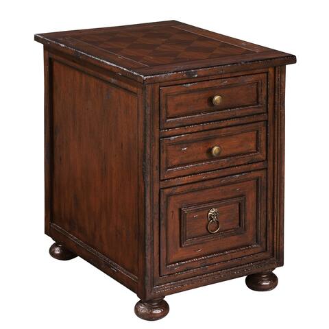 Havana Occasional Rustic, Vintage, Old World, Rich Brown Wood, Chairside Small Hall Chest, Dresser, 3 Drawer Nightstand