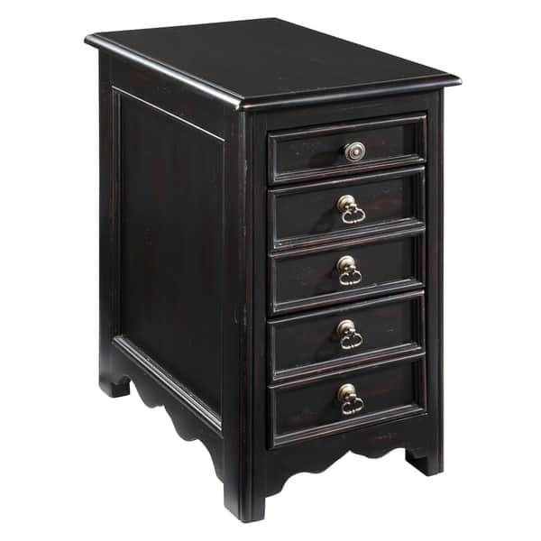 slide 1 of 1, Hekman Accents Ebony-finish Solid Wood 5-drawer Chairside Table