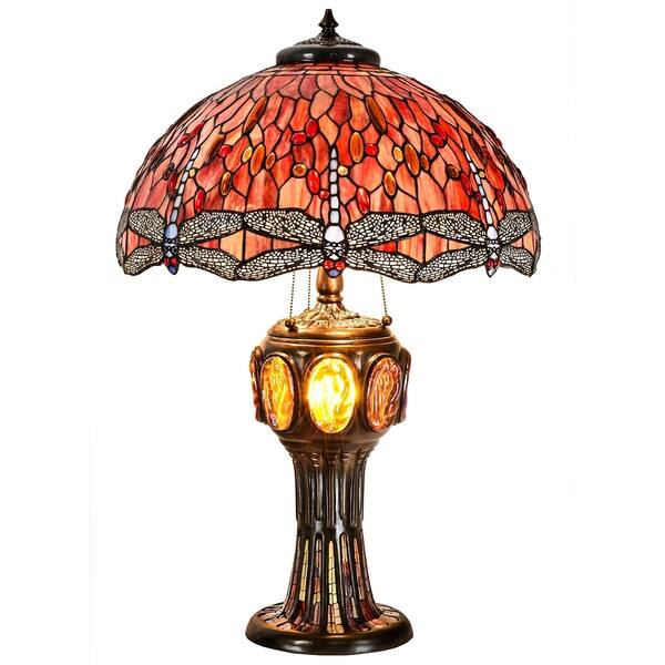 Shop Tiffany Style Table Lamp Brass Base Victorian Dragonfly