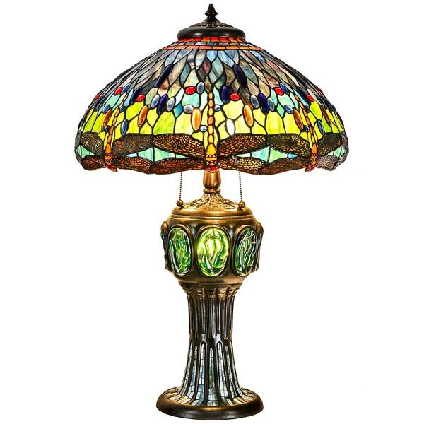 Shop Tiffany Style Table Lamp Brass Base Victorian Dragonfly