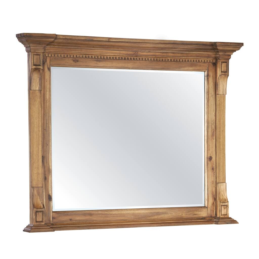 Hekman Furniture Wellington Hall Wide Framed, Farmhouse, Contemporary, Brown Wood Statement, Bedroom Mirror
