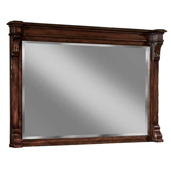 Hekman Furniture Charleston Place Distressed Brown Wood Vintage Rustic Bedroom Mirror