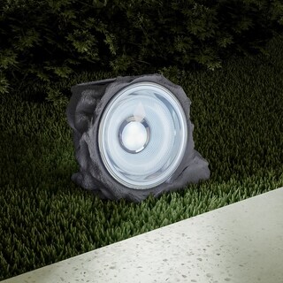 Shop Pure Garden LED Solar Rock Landscaping Lights - Set of 4 - On Sale