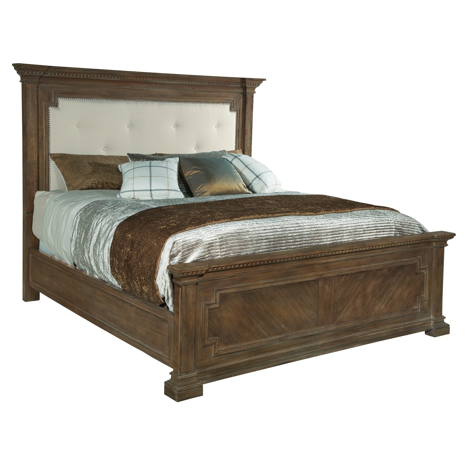 Hekman Furniture Turtle Creek Elegant Rustic Distressed King Upholstered Bed Frame With Headboard Footboard Overstock 24230388