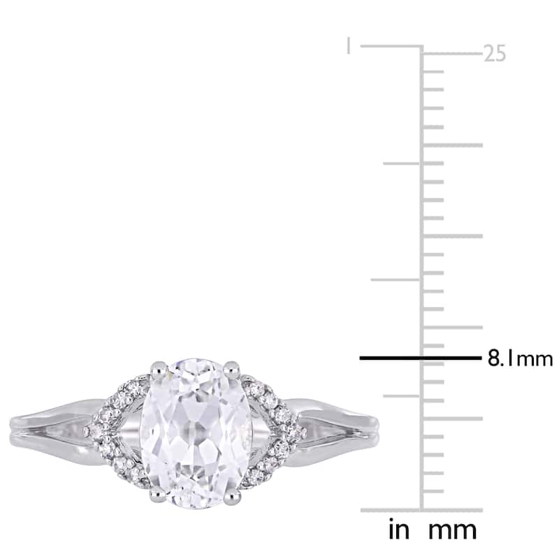 Miadora 10k White Gold Oval-Cut Created White Sapphire and Diamond Split Shank Engagement Ring