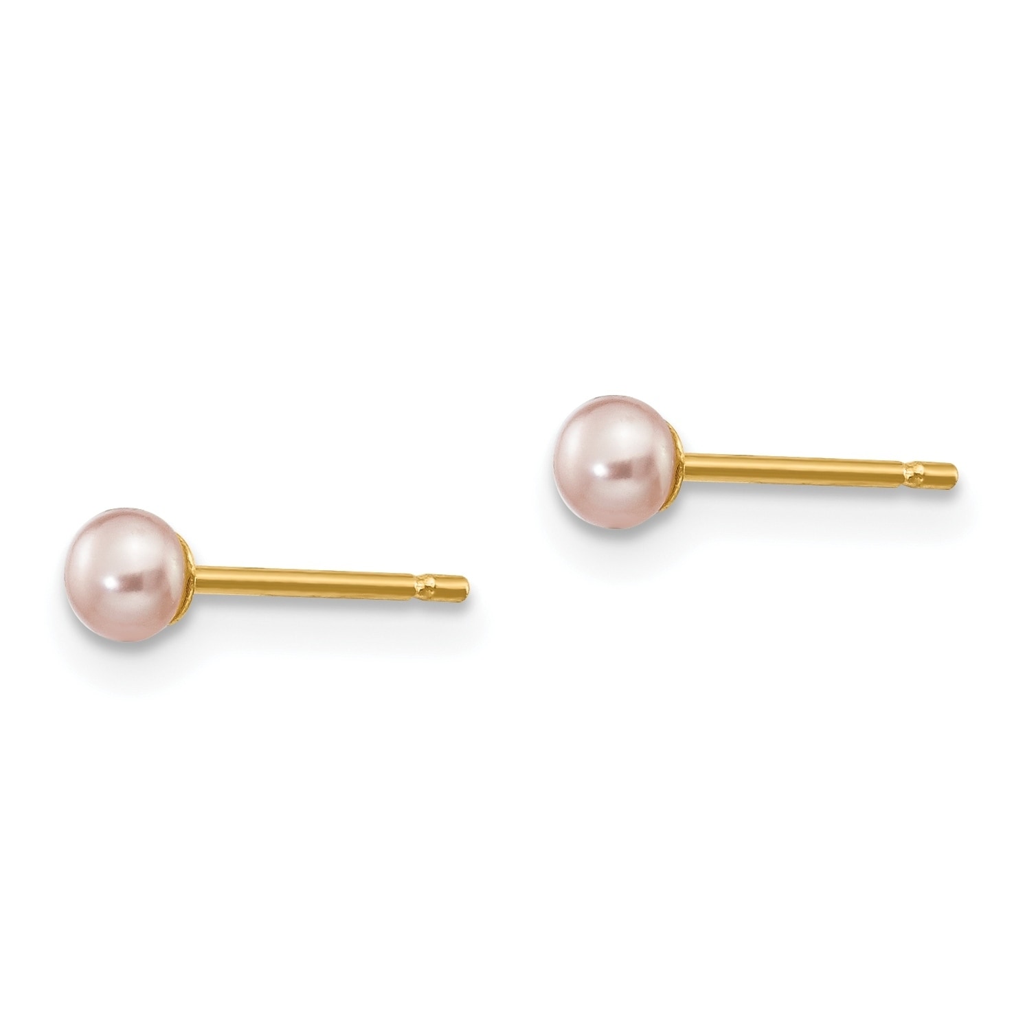 Versil 14 Karat Yellow Gold 3 4mm Purple On Freshwater Cultured Pearl Stud Earrings Versil 14 Karat Yellow Gold 3 4mm Purple On Freshwater Cultured Pearl Stud Earrings