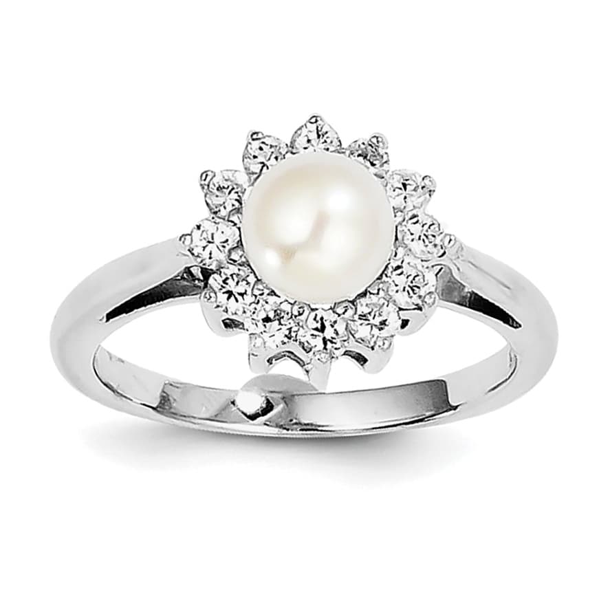 925 Yellow Gold Plated Freshwater Cultured White Pearl Stackable Ring Sz 5-10