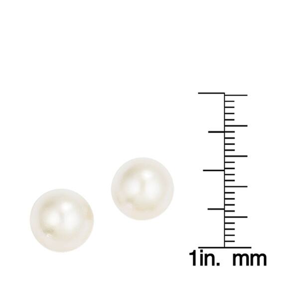 Sterling Silver 10-11mm Button ite Post Earrings 10x10 mm