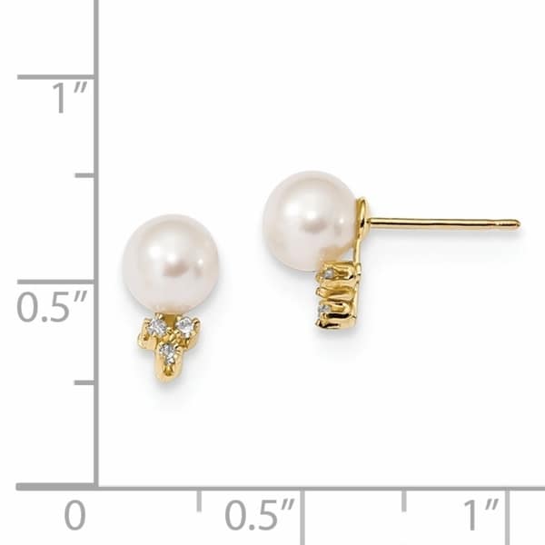14k White Gold 6-7mm White Round Freshwater Cultured Pearl Stud Post Earrings