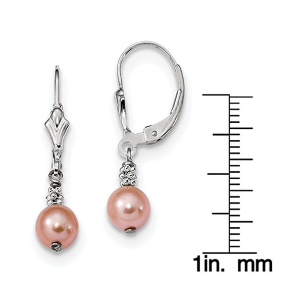 Sterling Silver Rhodium-plated Light Purple Color Freshwater Cultured Pearl Earrings by Versil