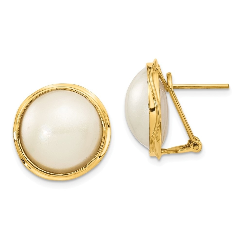 Versil 14 Karat Yellow Gold 15mm Cultured Mabe Pearl Earrings Versil 14 Karat Yellow Gold 15mm Cultured Mabe Pearl Earrings