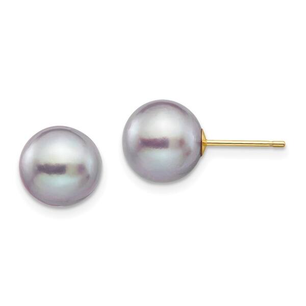 Versil 14 Karat Yellow Gold 9 10mm Grey Round Freshwater