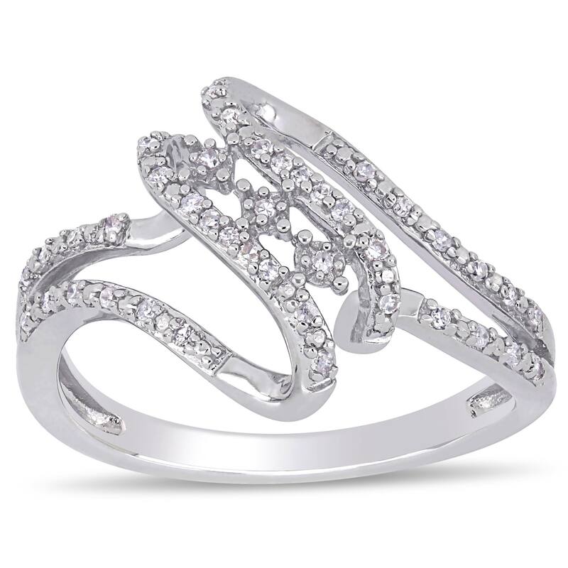Miadora Sterling Silver 1/8ct TDW Diamond Bypass Split Shank Ring