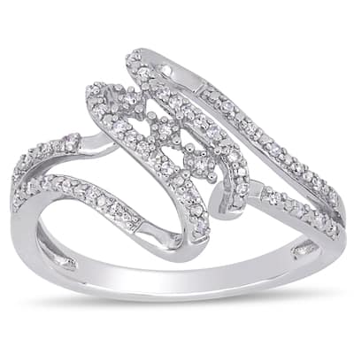 Miadora Sterling Silver 1/8ct TDW Diamond Bypass Split Shank Ring