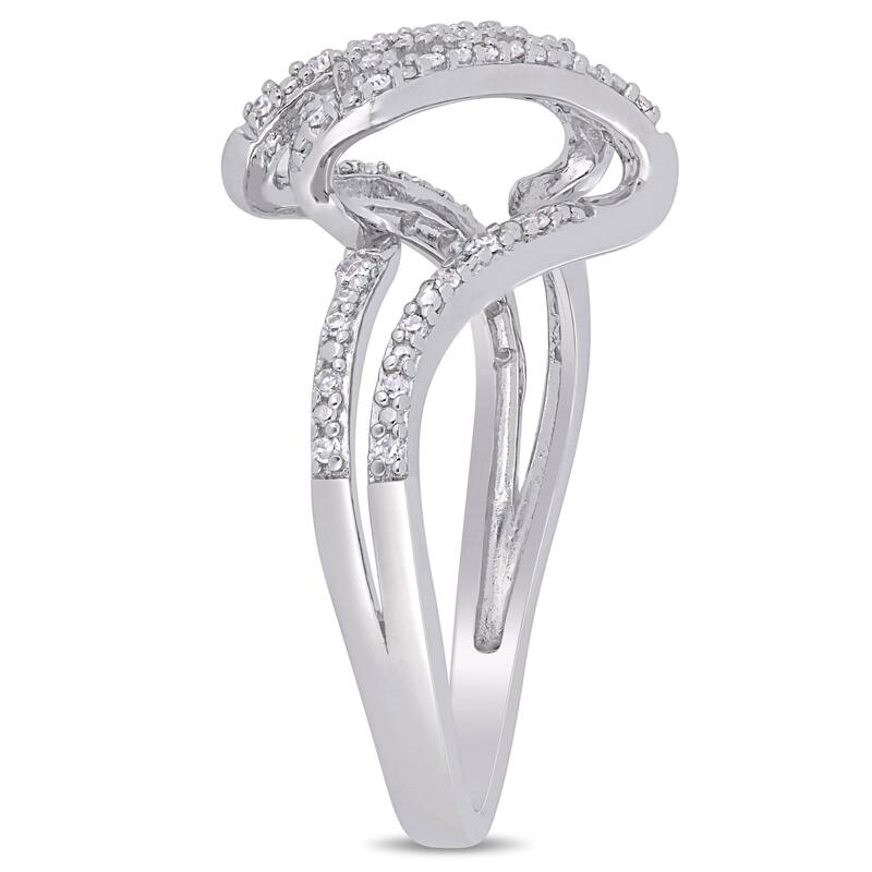 Miadora Sterling Silver 1/8ct TDW Diamond Bypass Split Shank Ring