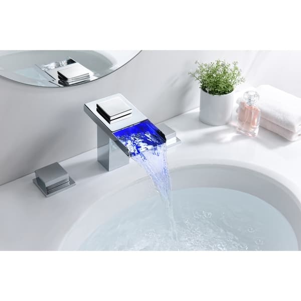 Sumerian Chrome Led Widespread Bathroom Faucet Led Widespread Bathroom Faucet