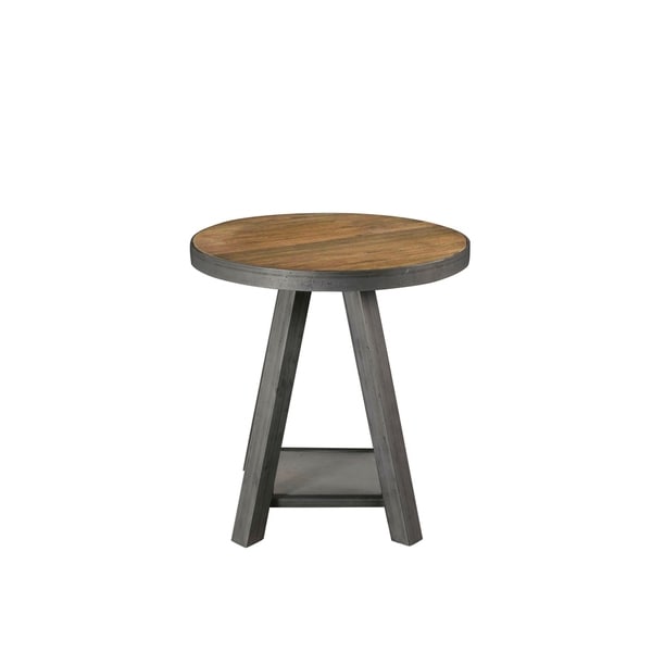 Riverside Furniture Bonnie Brown Grey Reclaimed Wood Metal Riverside Furniture Bonnie Brown Grey Reclaimed Wood Metal Round End Table