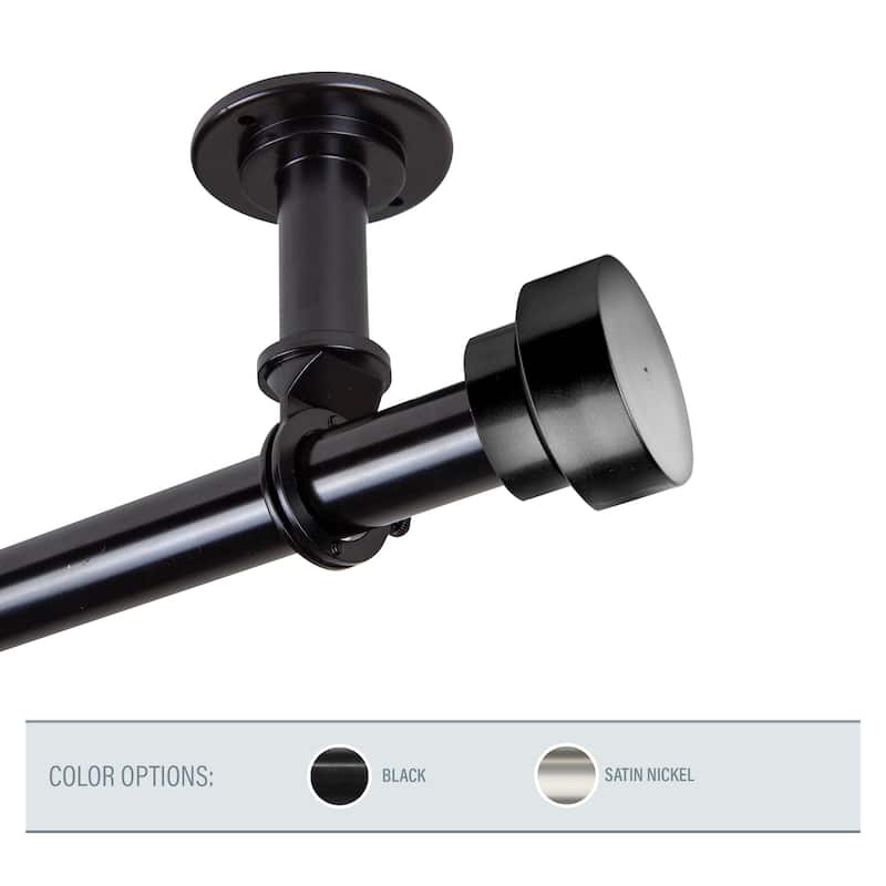InStyleDesign Beret 1 inch Diameter Ceiling Curtain Rod/ Room Divider - 66 to 120 inches - Black