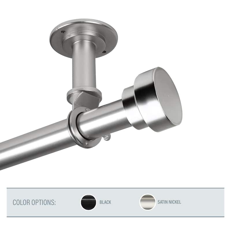 InStyleDesign Beret 1 inch Diameter Ceiling Curtain Rod/ Room Divider - 28 to 48 inches - satin nickel
